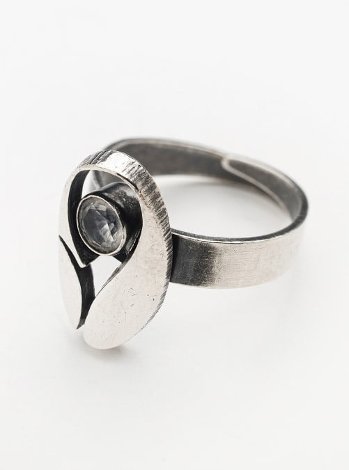 Vintage Karl Laine sterling silver and quartz ring