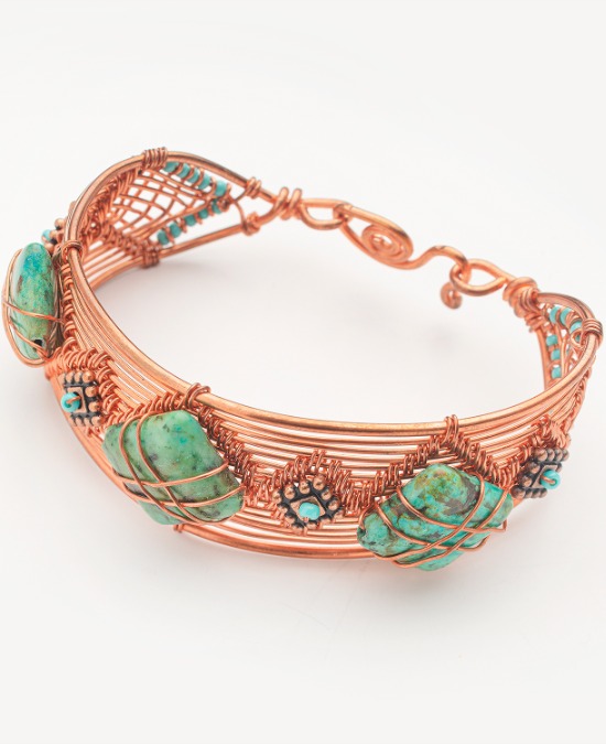 Copper wire turquoise bracelet