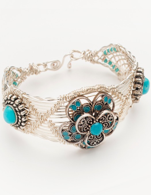 Copper/Zinc wire turquoise bracelet