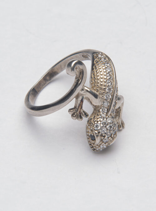 Sterling Silver & Zirconia Gecko Ring