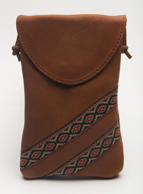 Leather cell phone pouch brown