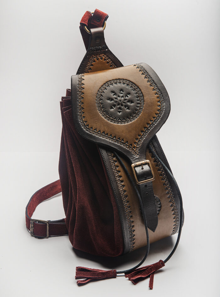 Leather backpack burgundy
