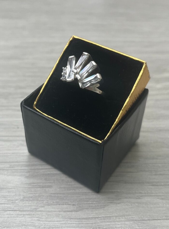 Sterling Silver Sparkler ring with cz in box