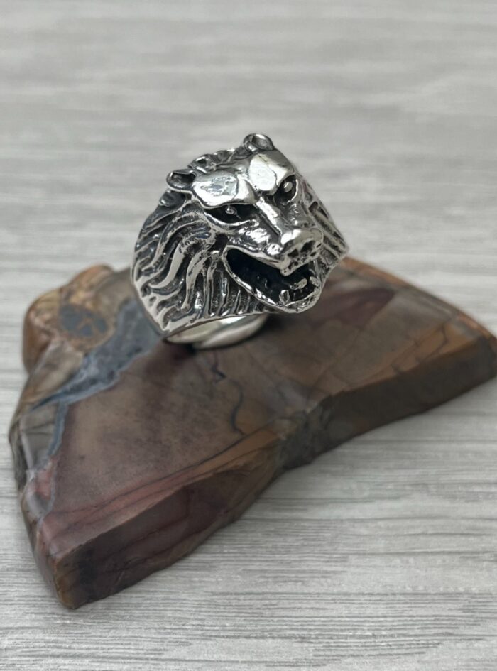 Large Sterling Silver Lion Head ring