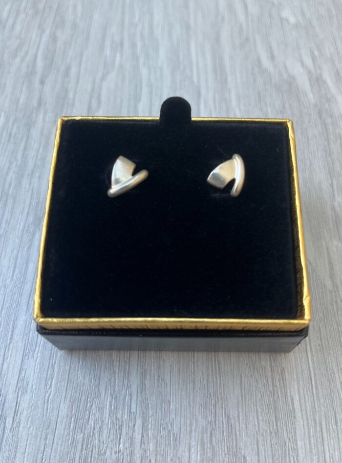 Jens Aagaard silver modernist stud earrings in box