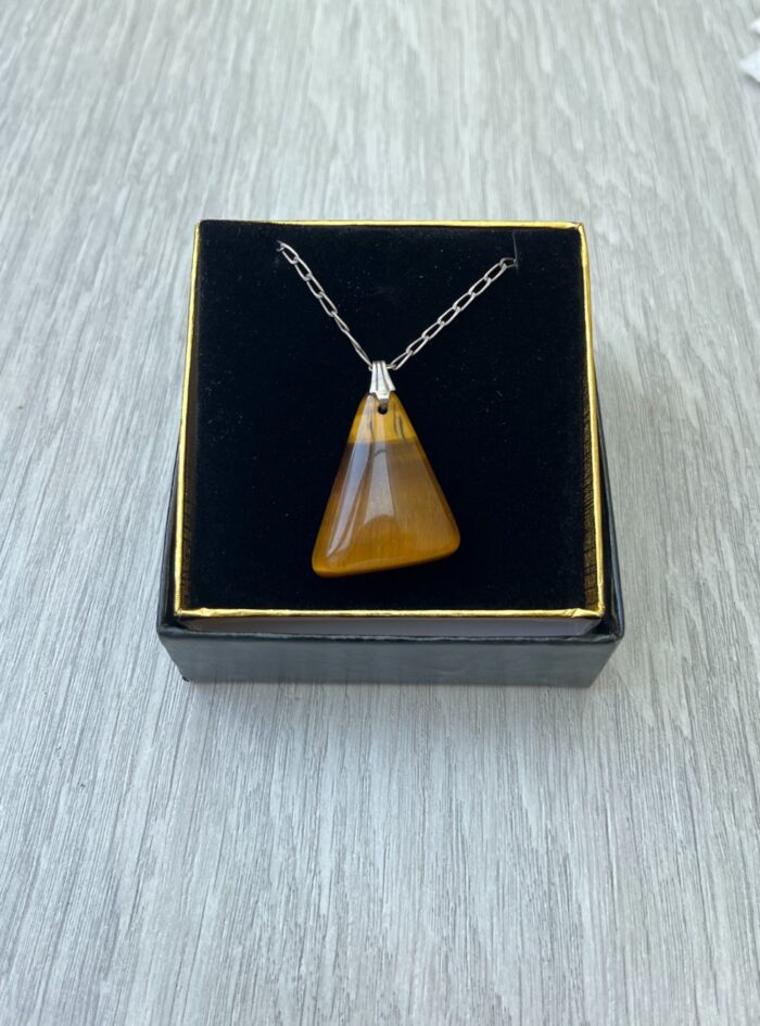Antique Tigers Eye Pendant with Chain in box