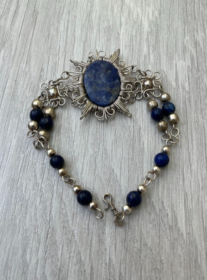 Sodalite & Alpaca Wire Wrap Bracelet - Mexico