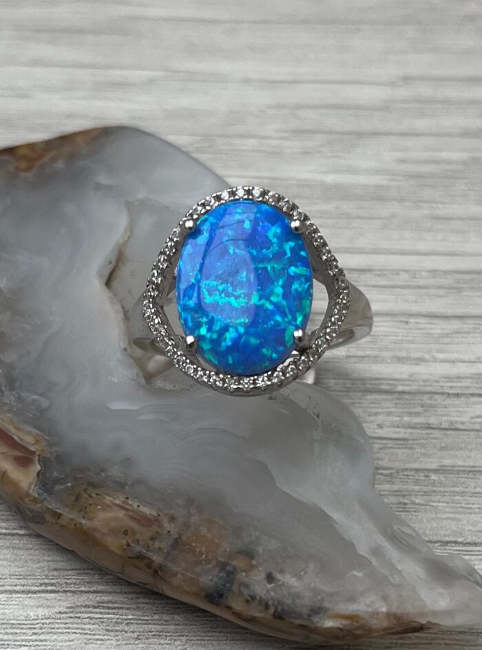 ‘Lost in the Blue’ Opal and Sterling Ring