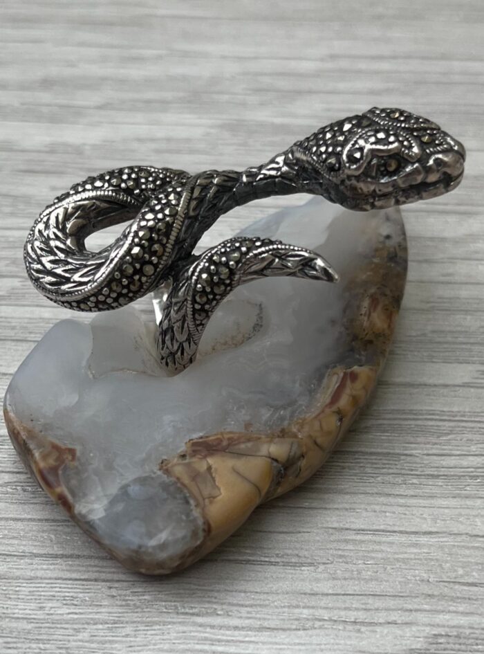 Large Snake Ring Markasite & Sterling Silver