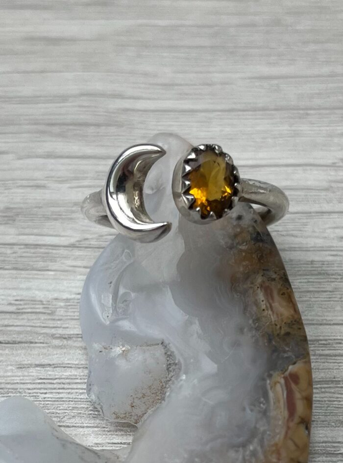 Sterling Moon & Citrine Ring