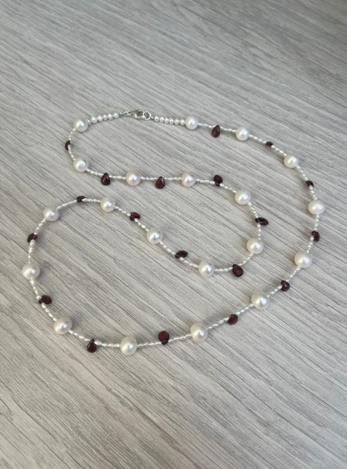 Garnet & Pearl Necklace